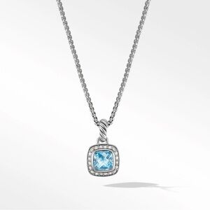 David Yurman Blue Topaz with Diamonds Pendant Necklace
